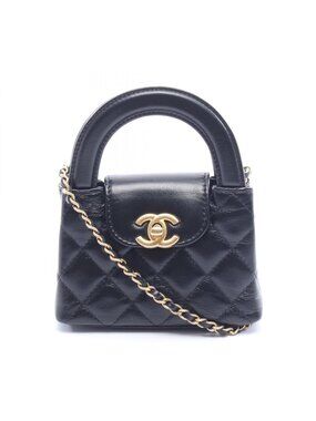 Chanel Shoulder Bag Quilted Black Lambskin Mini Shopping